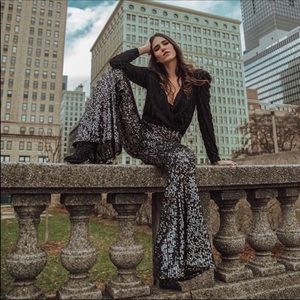 NWT Zara Flared Sequins Pants